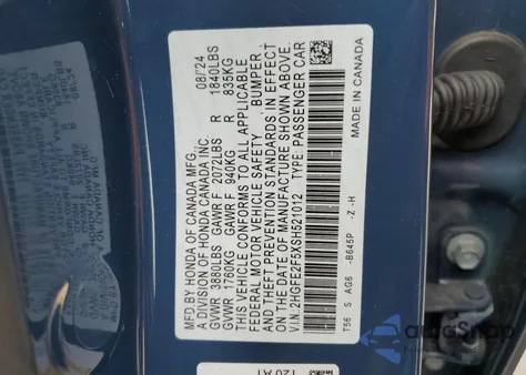 2025 Honda Civic Sport из США, поврежденный, VIN 2HGFE2F5XSH521012